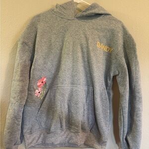 DANDY Gray Hoodie with Floral Embroidery